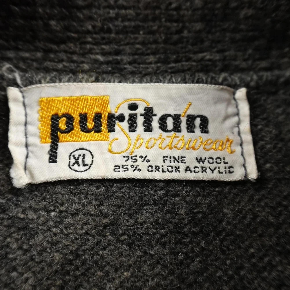 VTG Puritan Sweater Vest Mens XL Gray Wool‎ Cardigan Button Front Knit Grandpa